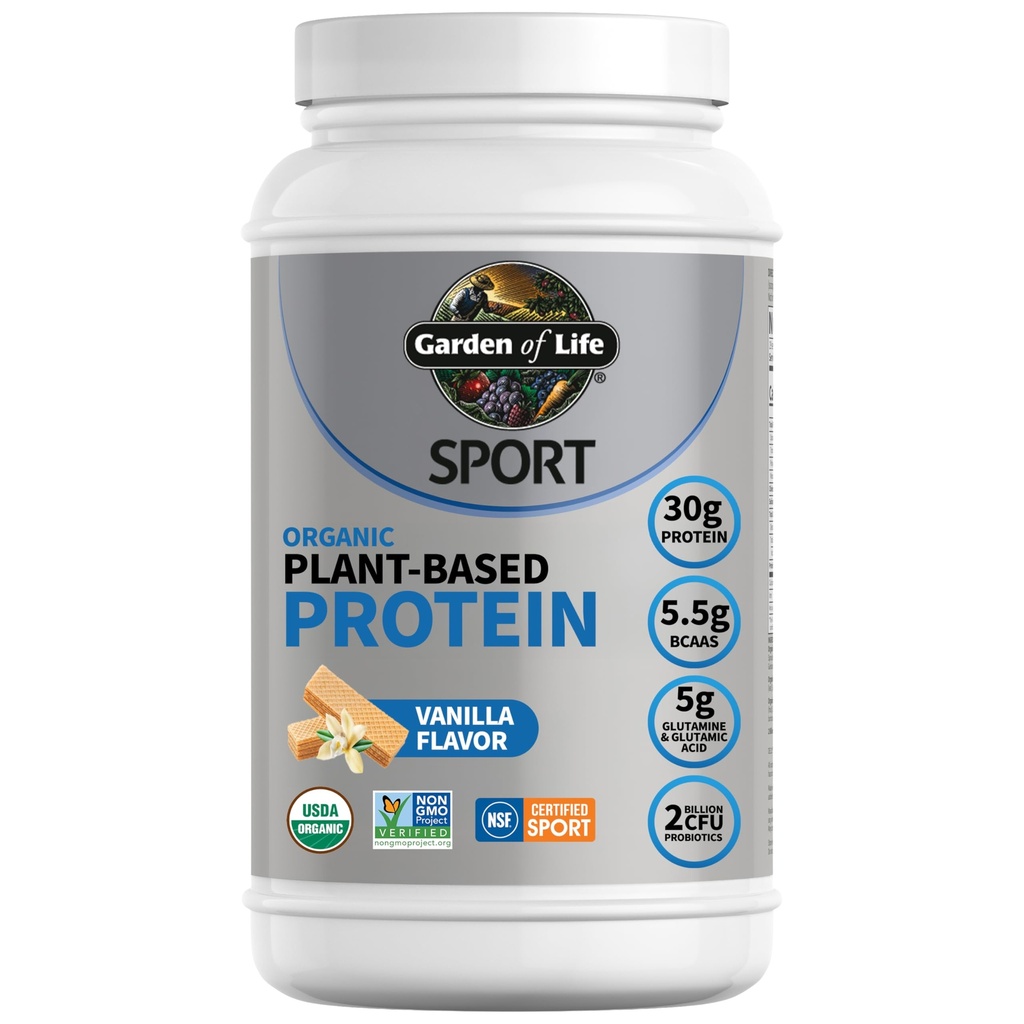 生命花园 有机维冈蛋白粉 配有Probiotics, BCAAs, NSF认证, Gluten Free & Sport, 非 GMO, 运动蛋白粉 19 services, Vanilla