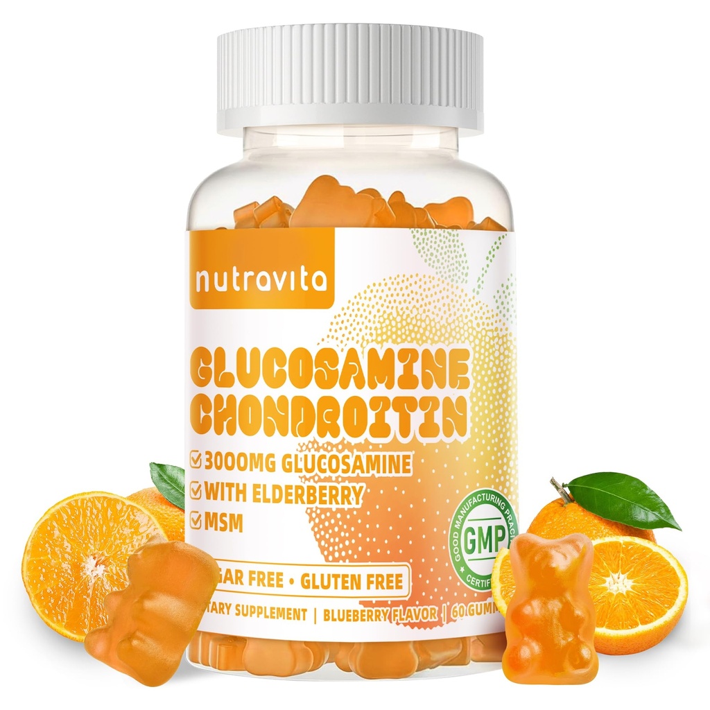 Nutravita Glucosamine Chondroitin Gummys配有MSM和Merderberry Extrastr力量——联合支持,成人、男子和妇女抗氧化剂免疫支持补充。 60
