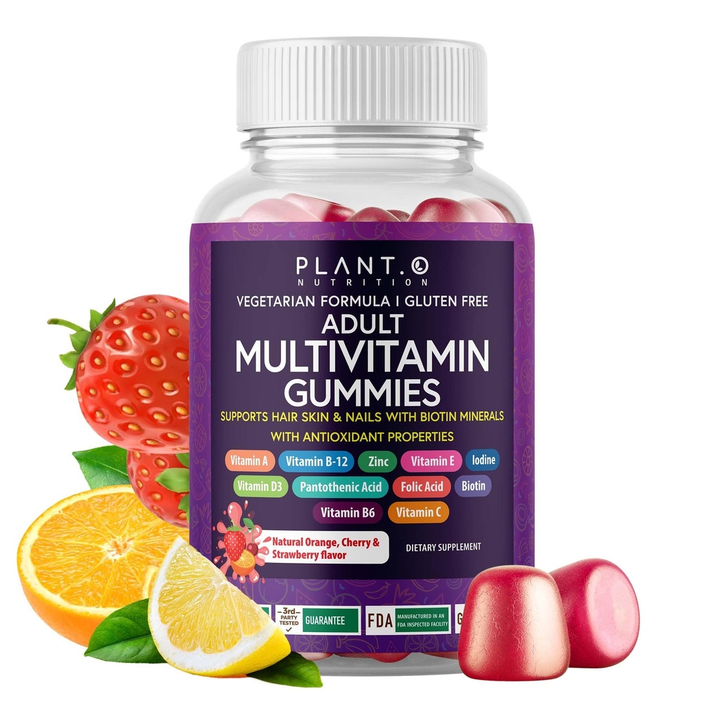 完成成人多维他命Gummys – 全能融合维生素A B C D E 锌和生物素 - 成人维生素Gummy for Energy and Avigie Gummys - 90 美味的Gluten Free and Veggie Gummys