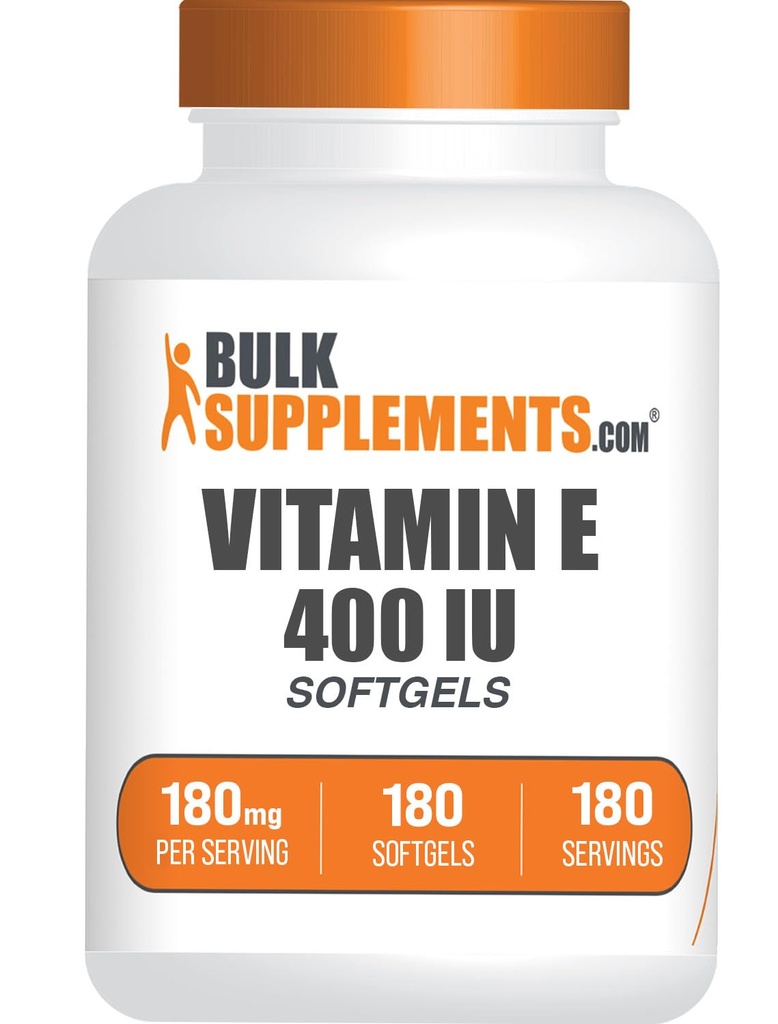 Bulk Assupports.com 维生素 E 400 IU 软胶 - 维生素 E 辅料,作为 D-Alpha- Tocopherol,抗氧化剂 - Gluten Free, 1 Softgel per service, 180 Counter (Pack of 1).