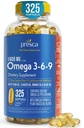 Omega 3-6-9 饮食补充(325 ct.) - 促进视觉功能和眼部健康 - 支持心脏、心血管健康、健康皮肤、头发和整体健康(Omega 3-6-9)