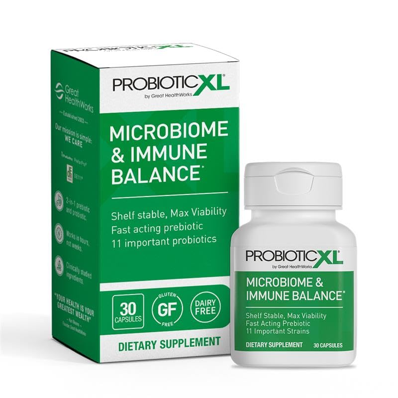 OmegaXL ProbioticXL - Probiotic & Prebiotic, Serf Stable - Blend 11 Strains - 促进健康脂肪植物生长,12.5亿 CMU - 非GMO, Gluten - Free - 30 Vegie Caps