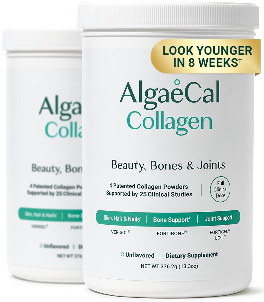ALGAECAL Collagen - 4 临床上支持的Peptides VERISOL®,FORTIGEL®,UC-II®,FORTIBONE®,抗老化水解Collagen粉,60种服务,美国制造