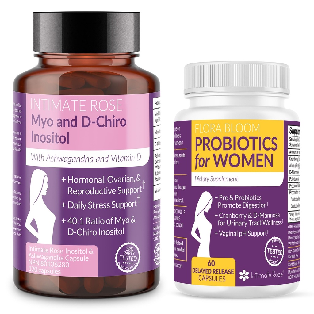 节省10%用于妇女福利包 — Myo-Inositol & D-Chiro Inositol + 用于激素平衡、Gut和阴道健康的完全阴道真菌
