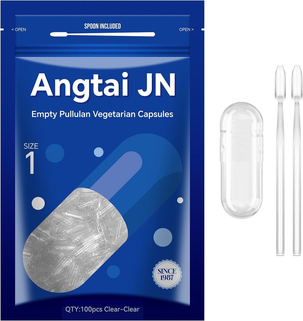 空盖子大小 1 - 清空可填充植物 Capsules( 100 个计数) 大小 1 空pullan capsules with two Micro Lab Spoons, - Veggie Capsules 空盖子用于 DIY Your Own 补充