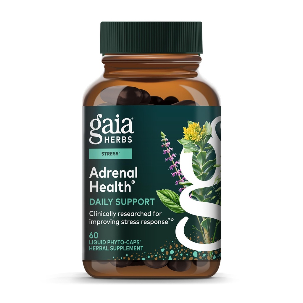 Gaia Herbs 肾上腺健康日支助 -- -- 与Ashwagandha, Holy Basil & Schisandra -- -- 帮助维持健康能源与压力水平* -- 60 Vegan液态植物卡普尔(60天供应)