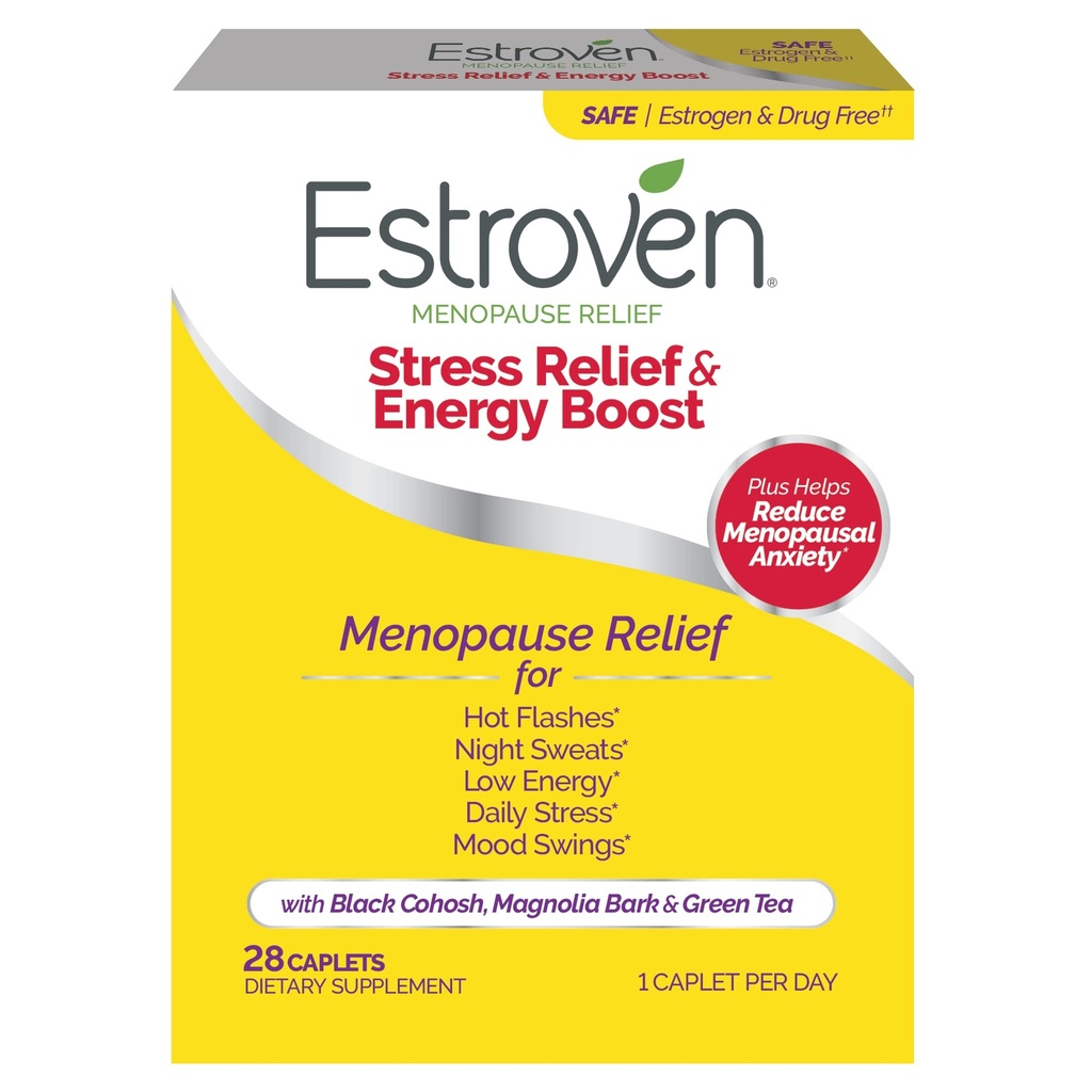 Estroven压力救济和绝经救济能量助推 -- -- 28 Ct. -- -- 临床证明的原料提供压力和能量支助+夜汗和热闪救济 -- -- 无毒品和无葡萄糖