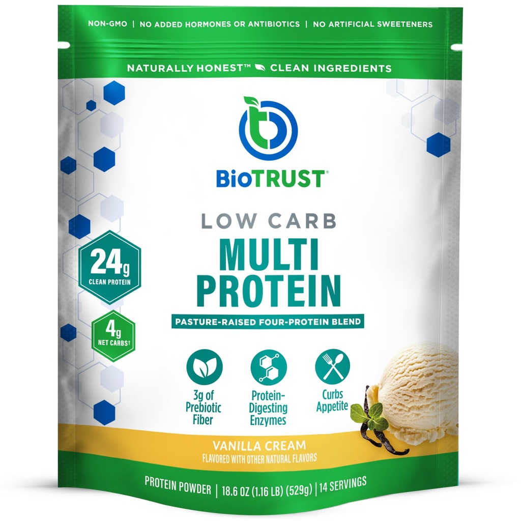 BioTrust 低碳蛋白粉 – 天然和美味 Whey & Casein Blend from Grass-Fed Hormone Free Cows – 非 GMO, Soy Free, Gluten Free, Hormone Free (Vanilla) (原始内容存档于2018年).