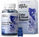 Wild & Organical Calm & Mood Gummys - Mood Support Supports - Calming Chews w/ Ashwagandha Root, Rhodiola Rosea, Lemon Balm - Ashwagandha Supposes Gummys - 60 Counter (英语).