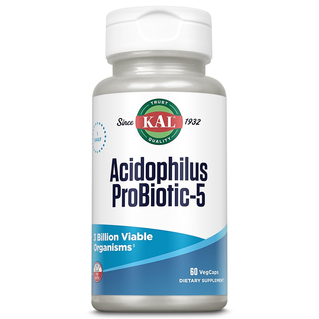 KAL Acidophilus 药片, Probiotic-5 Capsules, 3 Bil, 60 计数