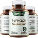 Vegan Labs R-液酸300MG,120 Vegan Capsules-支持细胞能和抗氧化剂保护 - Gluten Free,非GMO,稳定R-ALA 补充 - 4个月供应