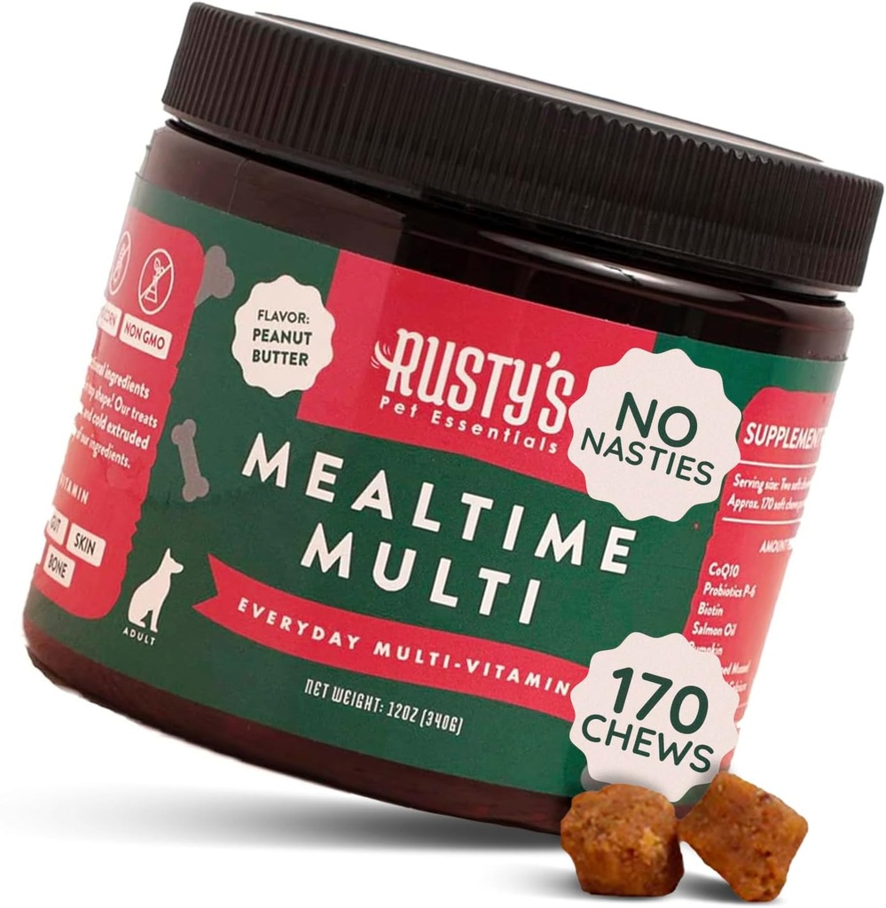 Premium Dog Multivitamin Supplement (170 Chews) - 食用时间多 - 与CoQ10 - Probiotics - 南瓜 - 免疫支持 - 促进更好的联合流动 - 健康皮肤和煤 - 在美国制造