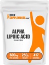 bulk supposes.com Alpha Lipoic Acid Powder - ALA 补充剂 抗氧化剂补充剂 - Gluten Free,每服600mg,250g (8.8 oz) (一包)
