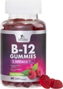 B12 维生素能量Gummys 3000 mcg - 超强B 12 Gummy用于代谢和免疫系统支持 - 可口味饮食 B12 成人与儿童咖啡因免费Gummy Vitamin - 60 Gummys