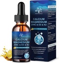 (4 Pack) 10 in 1 Calcium Magnesium Zinc 补充剂 甘油酸镁 复合液滴配维生素 D3 K2 B6, Vegan Calcium Citate Bone & Immune 健康支持,睡眠和挤压, Boron, 1 Fl Oz
