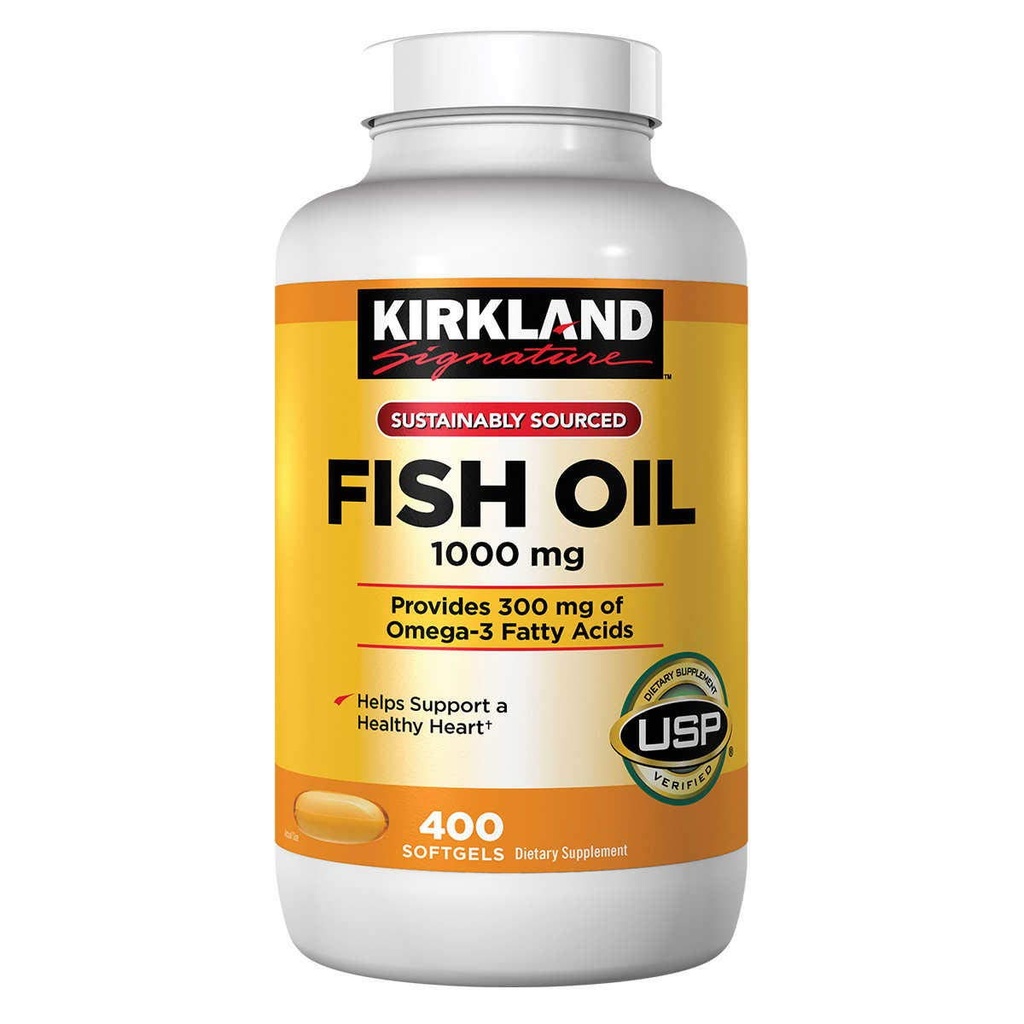 Kirkland 签名 天然鱼油 1000 毫克,300 毫克 Omega-3 - 400 厘米(包装2)