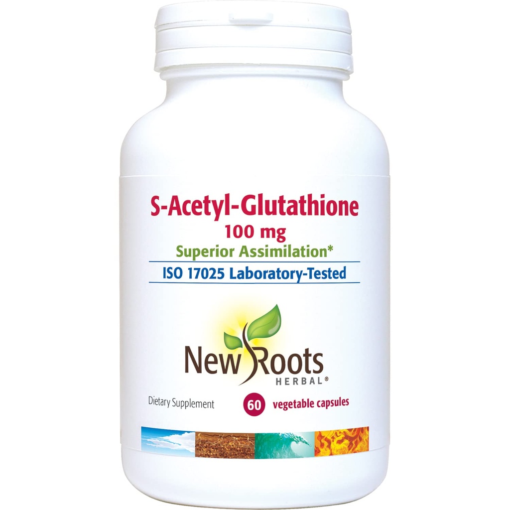 新ROOTS HERBAL S-Acetyl-Glutathione,100mg 高级同化 健康老化和豁免支持(60 Veg Caps)