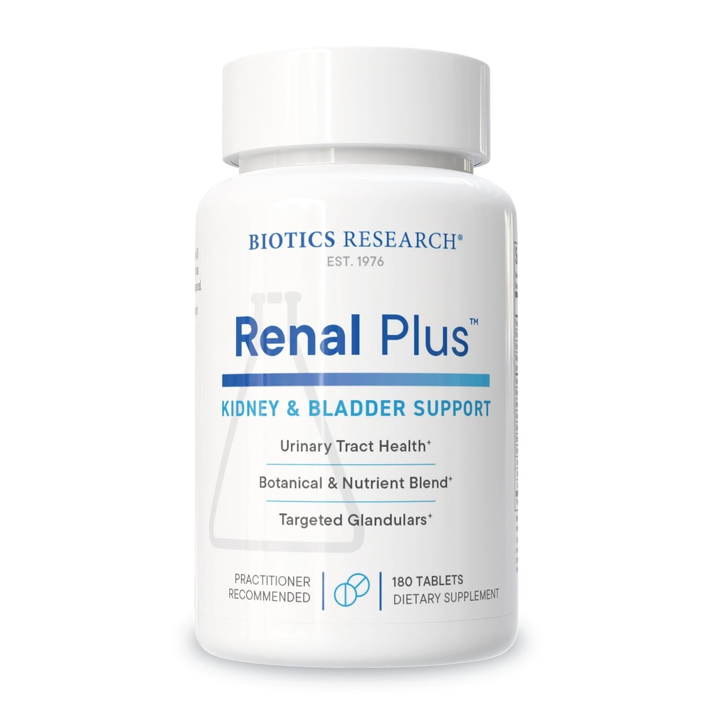 Biotics Research Renal Plus – 植物学,Glandular和营养学支持优化Renal函数. 肾保健和支持泌尿功能-Ulva ursi、Buchu Leaf、Echinacea、Cranberry-180Tabs