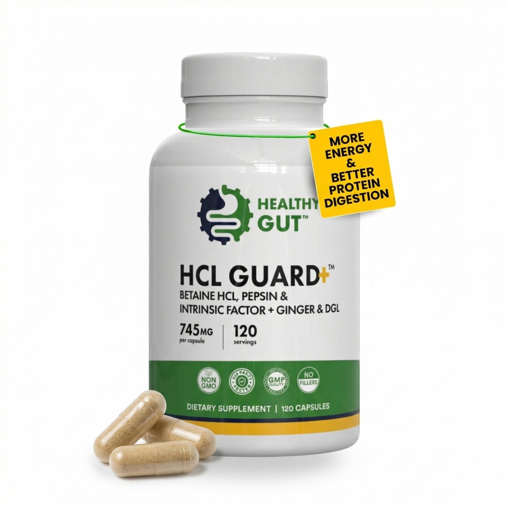 健康 GUT HCL Guard + + 推广健康消化功能 → Betaine Hydroploride,有机姜根, DGL, 和百事可乐 → 60 services