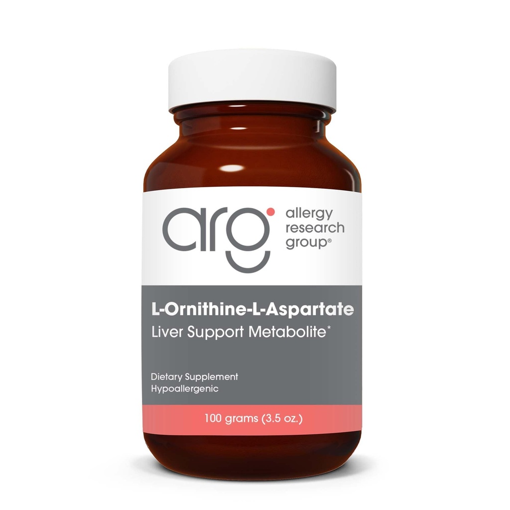 过敏性研究小组 L-Ornithine-L-Aspartate Powder - 肝解毒支持代谢物,氨酸复合物,纯净,3000mg 补编 - 3.5 Oz