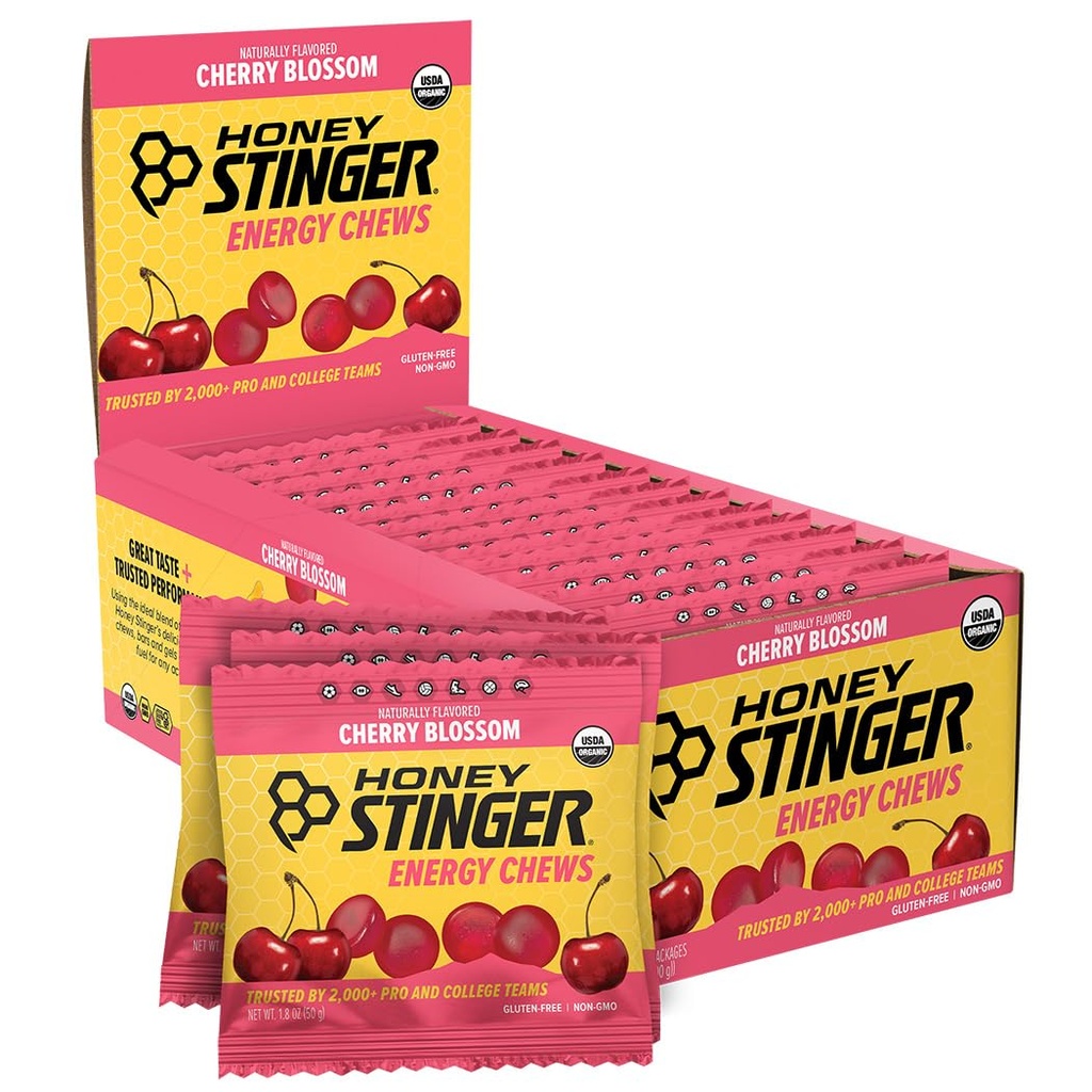 蜂蜜 Stinger 有机樱桃花花卉 能量 Chew, Gluten Free & Cafeine Free, 用于运动, 跑步和表演, 家庭运动营养和健身, 预和中期工作, 12 Pack, 21.6 Ounce