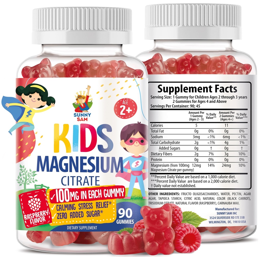 儿童与成年人用镁(Gummys for Kids & Adults) - 100mg - Calm Magnesium Chews - Magnesium Chews - Mood & Muscle 支持用镁配料-90 Gummys