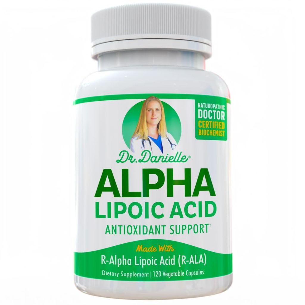 Alpha-Lipoic酸 由丹妮尔博士,神经病支持,非GMO,Gluten-Free,Vegan,Soy-Free,推广健康血糖,Alpha R Lipoic Acid R-ALA,R-ALA,120 Veggie Caps所制作