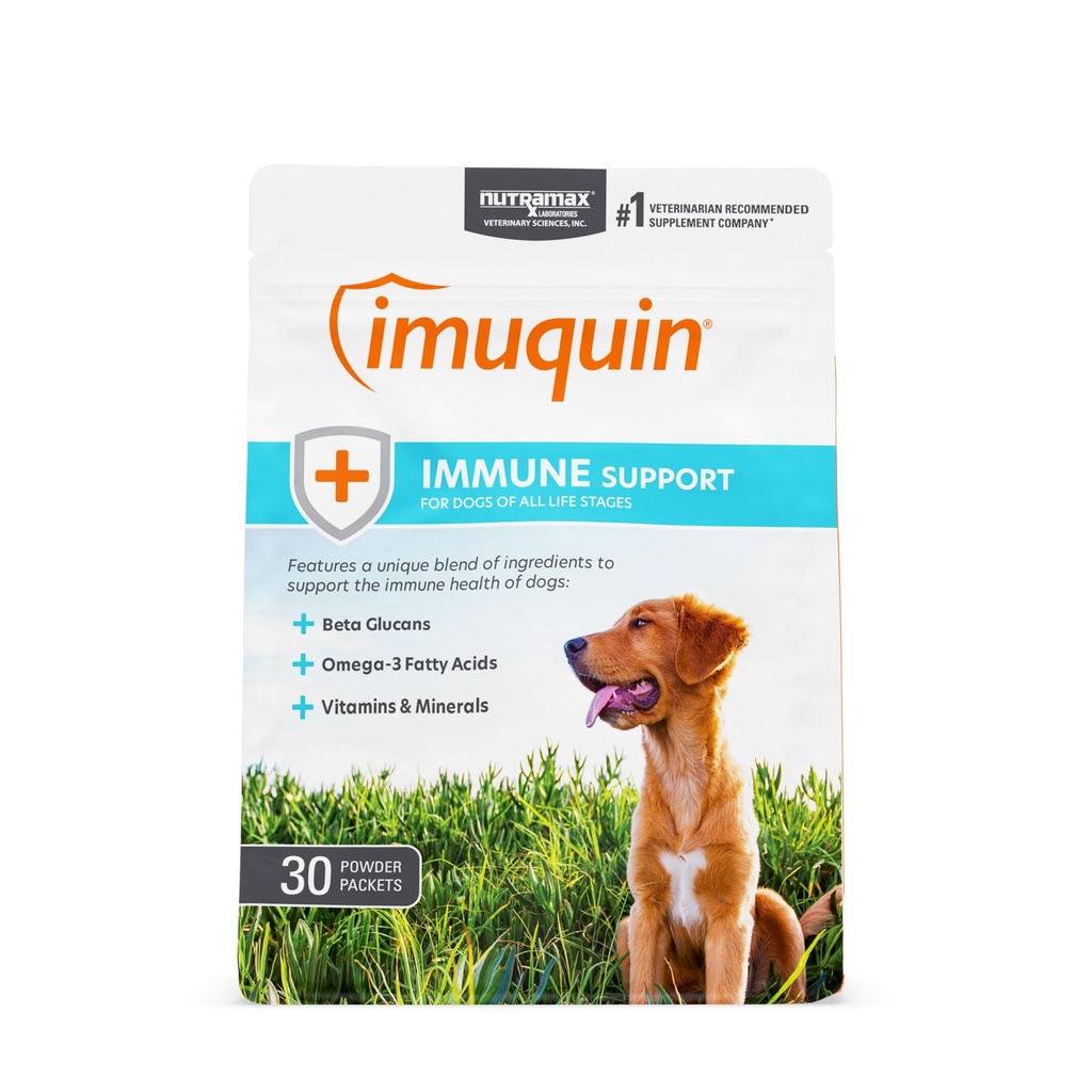 核磁共振实验室 Nutramax Imuquin Immune 健康补充 狗肉粉,配有 Beta Glucans, Marine Lipids, 维生素和矿物, 30 Packets, 更新版