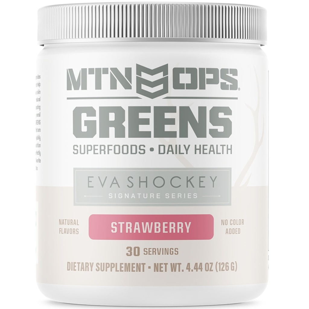 MTN OPS Eva Shockey签名系列 超级绿地有机超级食品 粉末 草莓 30种服务 草莓 4.4 Ounce