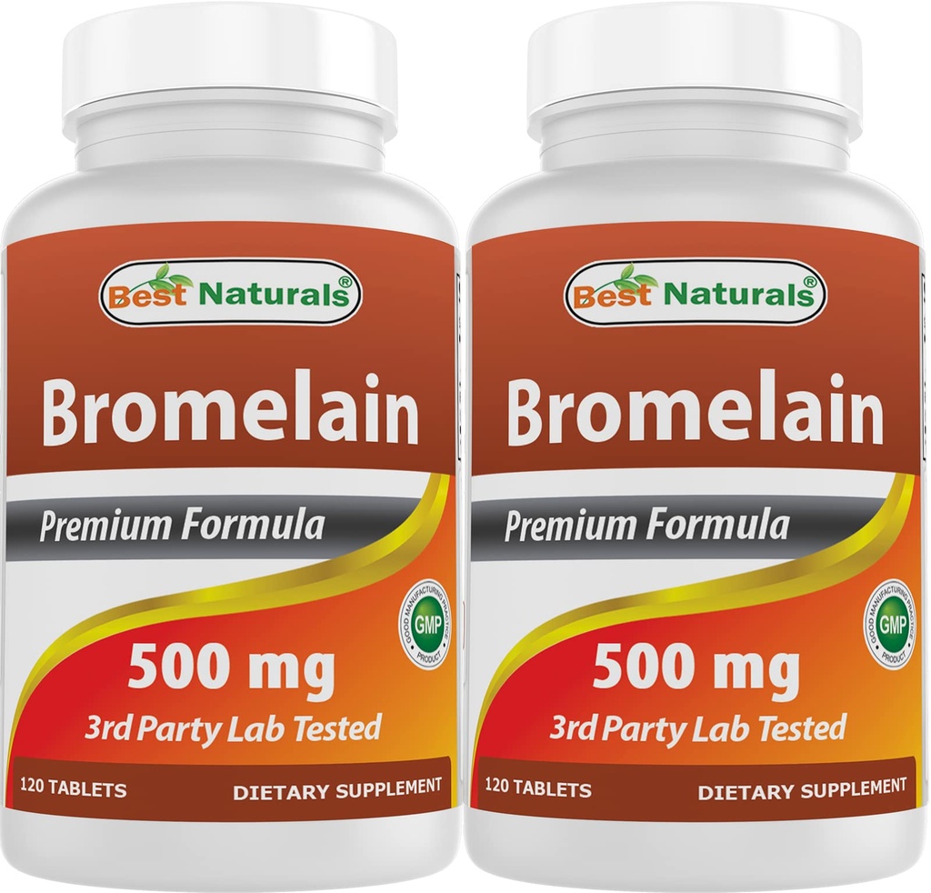 最佳自然产品 Bromelain 500mg 120平板电脑(120个计数(2包))