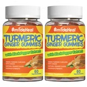 Turmeric Curcumin Gummys 500mg, 配有 Turmeric Root 提取器, Ginger Root, Black Pepper 提取器, 抗氧化剂支持器, Orange Flavor Gummys, 60 Counters (Pack of 2).