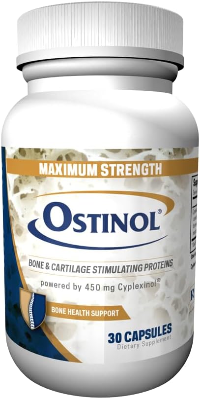 Ostinol Maxium strengs 450mg. Bone & Joint Supplement. (原始内容存档于2018-09-27). Stem细胞激活认证. 中度骨骼丢失和中度联合功能失效的生物活性蛋白复合物. 30顶