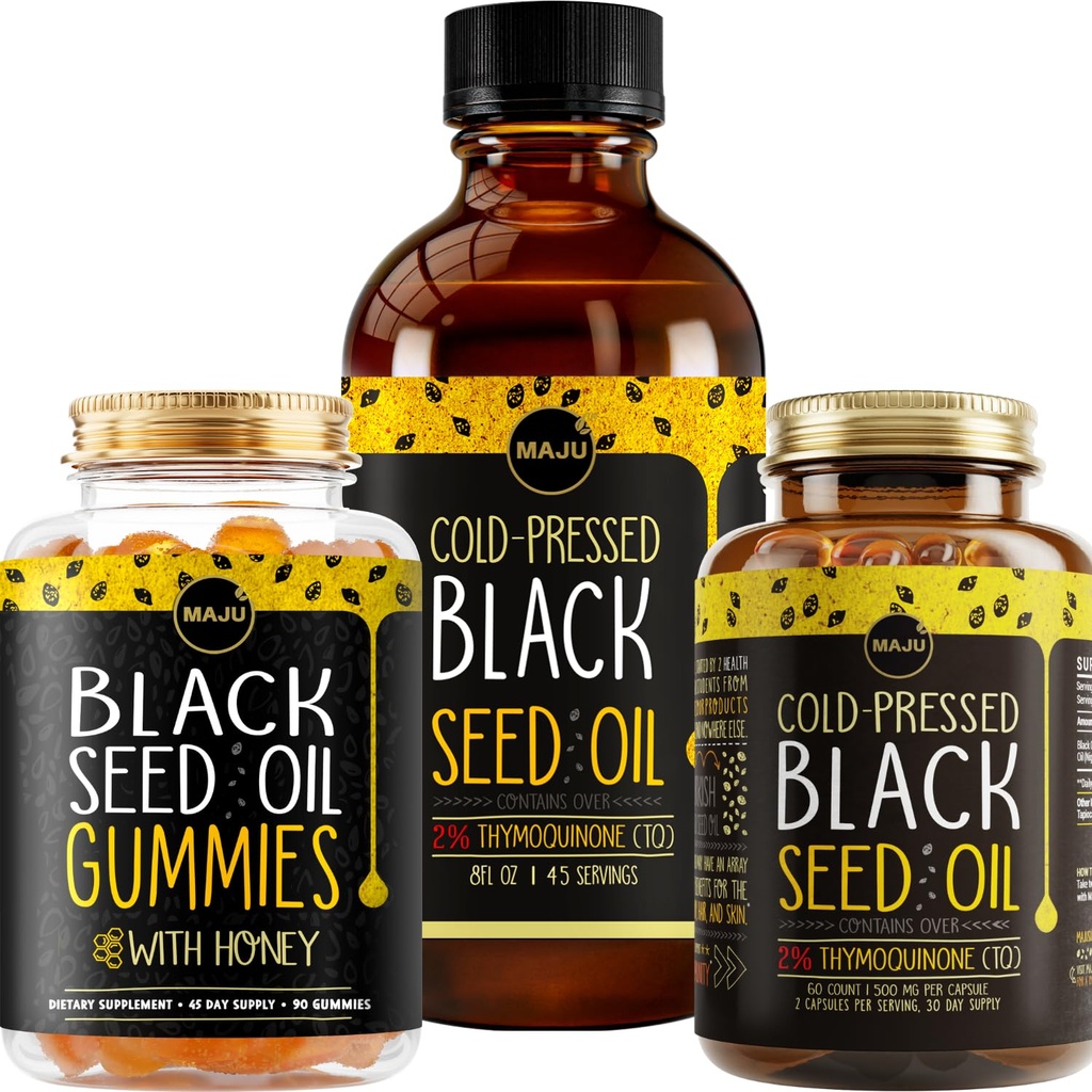Maju 超级食品 黑种子油 3- in-1 Bundle, Gummys, Capsules, & Liquid