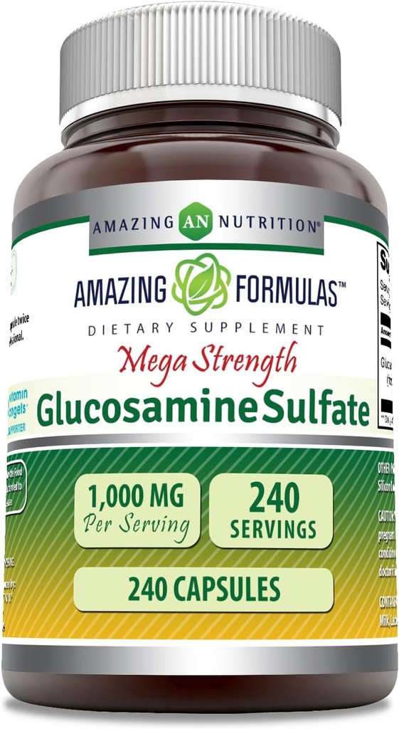 美国制造的Glucosamine Sulfate 1000 mg Capsules 补充 |  Non 非GMO | Gluten Free |(240个计数)