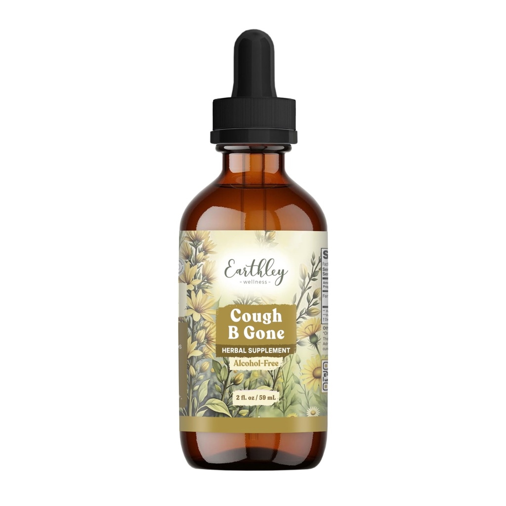 Earthley Wellness, Cough-B-Gone, 儿童与成年人无酒精草皮(6个月以上),冷与咳补救,Soothes Sore喉咙,促进肺部健康和戒毒(2oz,儿童)