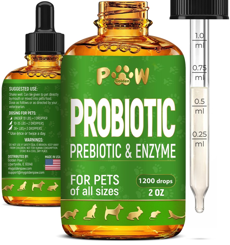 用于所有年龄的狗和猫的液体抗生素 用于提供消化平衡的狗的抗生素 用于和谐食品吸收的预生混合物 3亿CFU = 草药Flavor 2 Oz