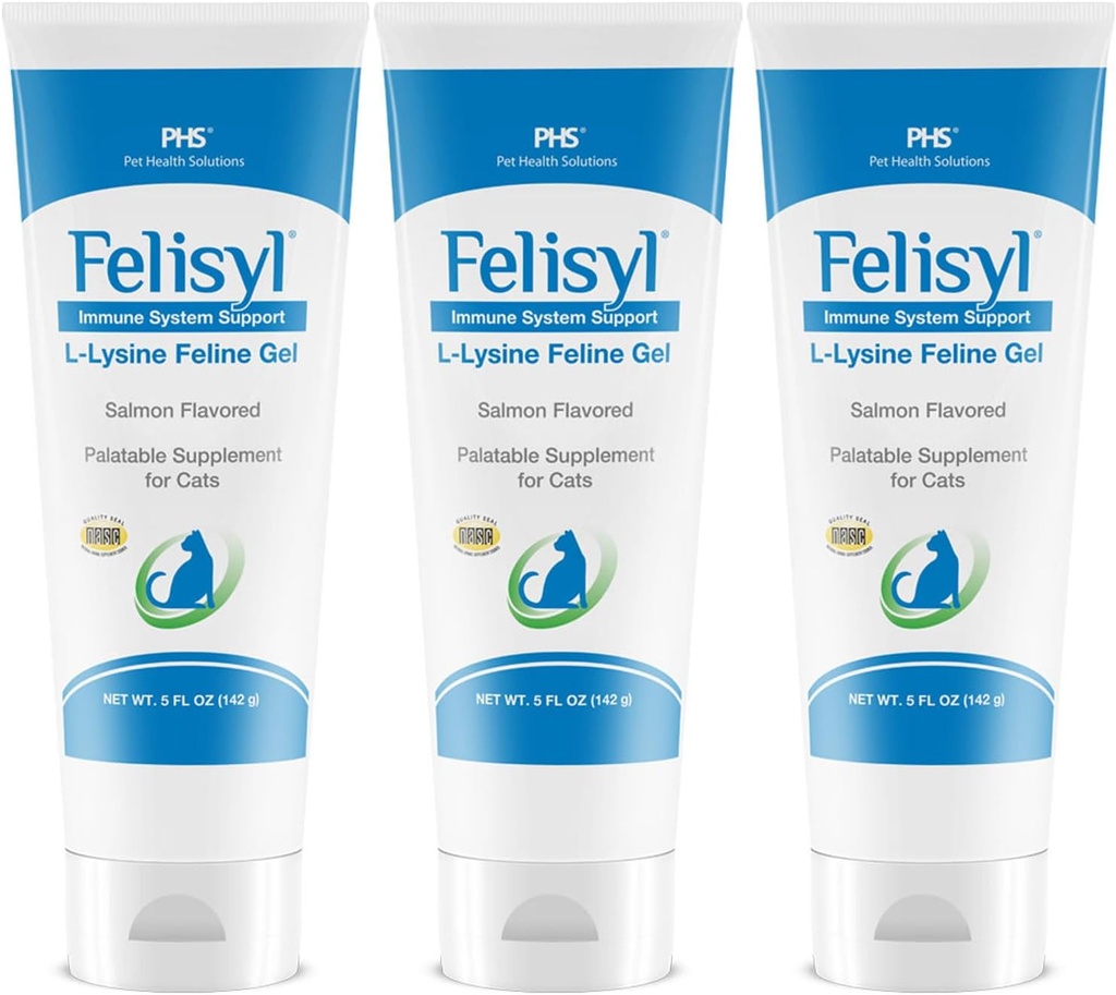 Felisyl L-Lysine Gel for Cats (5oz) – 支持免疫,呼吸和眼部健康. Eases Sneating, Runny Nose, and Watery Eyes. 美味沙门火焰 - 美国制造(3包)
