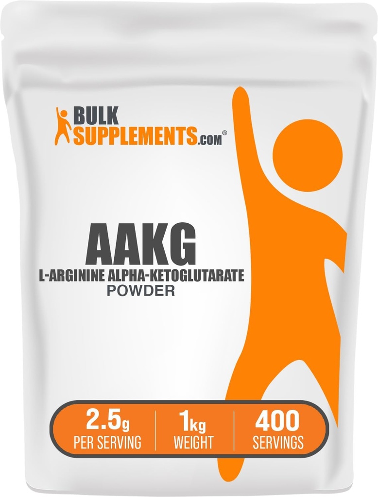 Bulk Assupports.com AAKG 粉末 - Arginine AKG 补充品,Nitric Oxide 补充品,无味和Gluten Free,每服务2.5g,1kg(2.2磅)(包1)