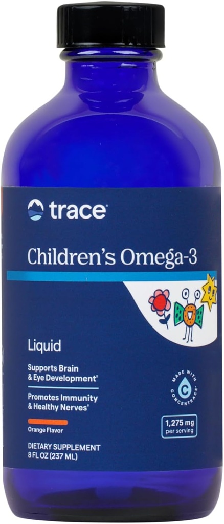 追踪矿物儿童Omega-3——液体补充支持神经和免疫系统功能——儿童健康补充——EPA和DHA支持脑眼发育——Orange,8 fl oz