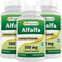 Best Naturals Alfalfa Green Super Food 500 mg 180 Capsules (180 Counter (Pack of 3)) (英语).