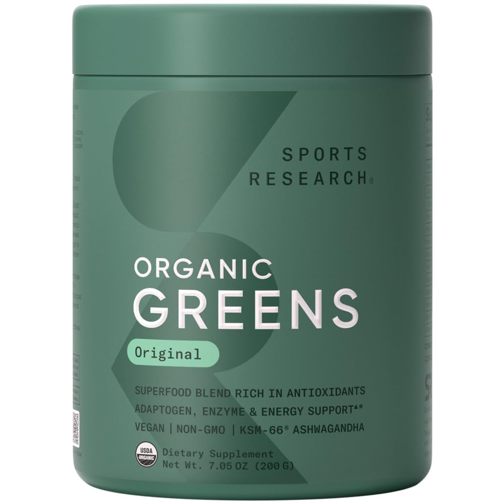 有机绿色超食品粉 W/Spirulina & Chlorella, 适应原生物,酶, Probiotics & 8 VIT Bs for Gut & Mood Support* - Vegan,无糖和低卡 原20种服务