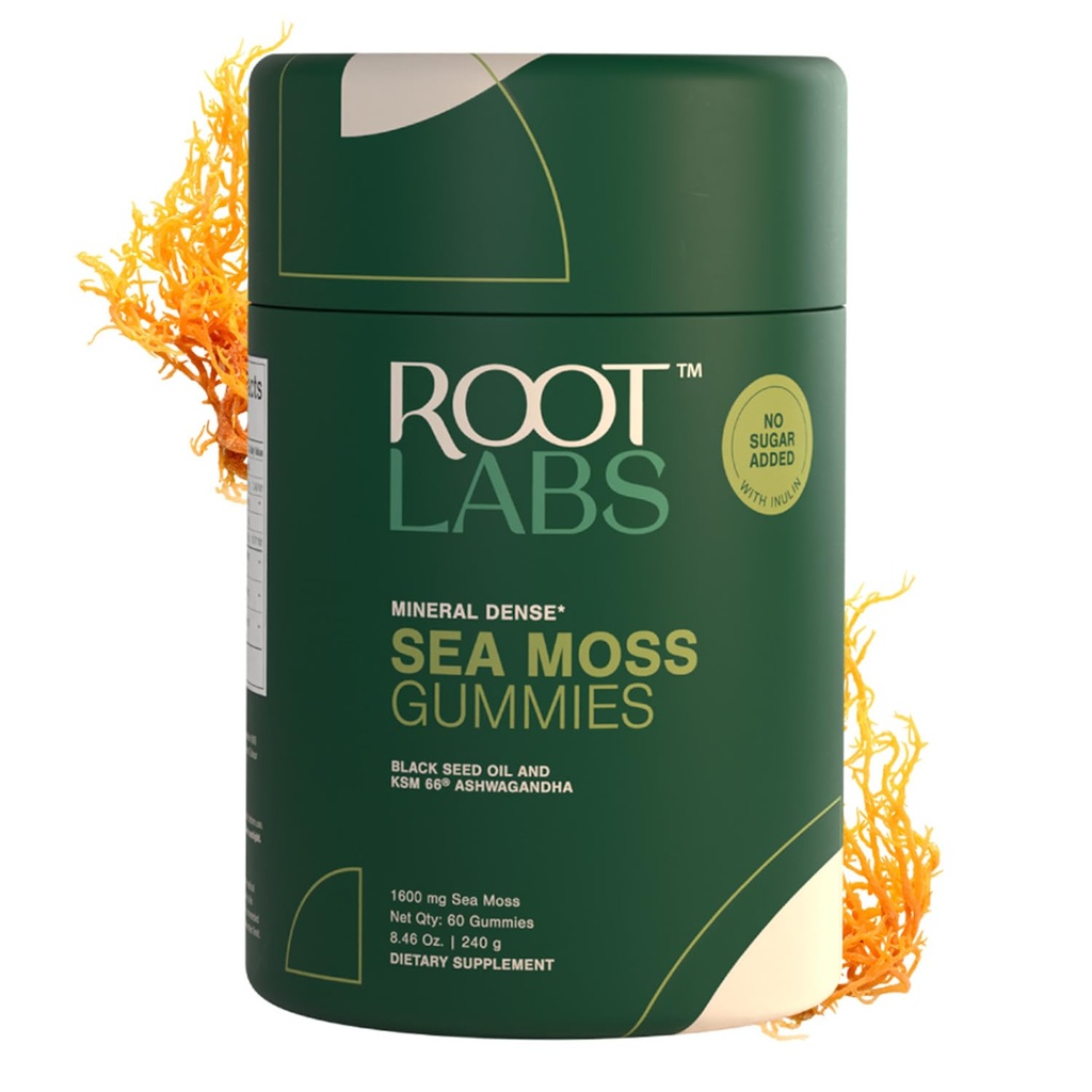 Sea Moss Gummys I 92+ 矿物 I 黑种子油 I KSM 66 Ashwagandha I 实验室测试我没有为男性添加糖 |,女性I 非GMO I 100%自然与有机I 1600 mg I 60 Gummy