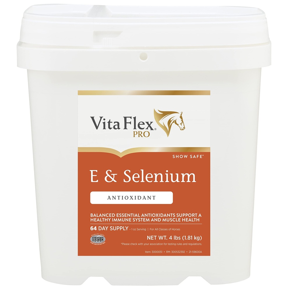 Vita Flex Pro E & Selenium 补充品,马用维生素E和硒粉,平衡抗氧化剂,Equine 维生素E 补充品,马用维生素和矿物,4磅,64天供应量