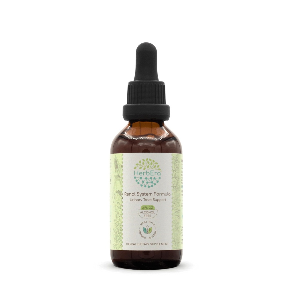 HerbEra Renal System Formula B60 Alcohol-Free Extract, Concentrated Liquid Drops: Cranberry, Corn Silk, Uva Ursi Leaf,Moringa Leaf, Oregon Grape Root. Wildcrafted Bromelain Stem and Fruit. 2 Oz
