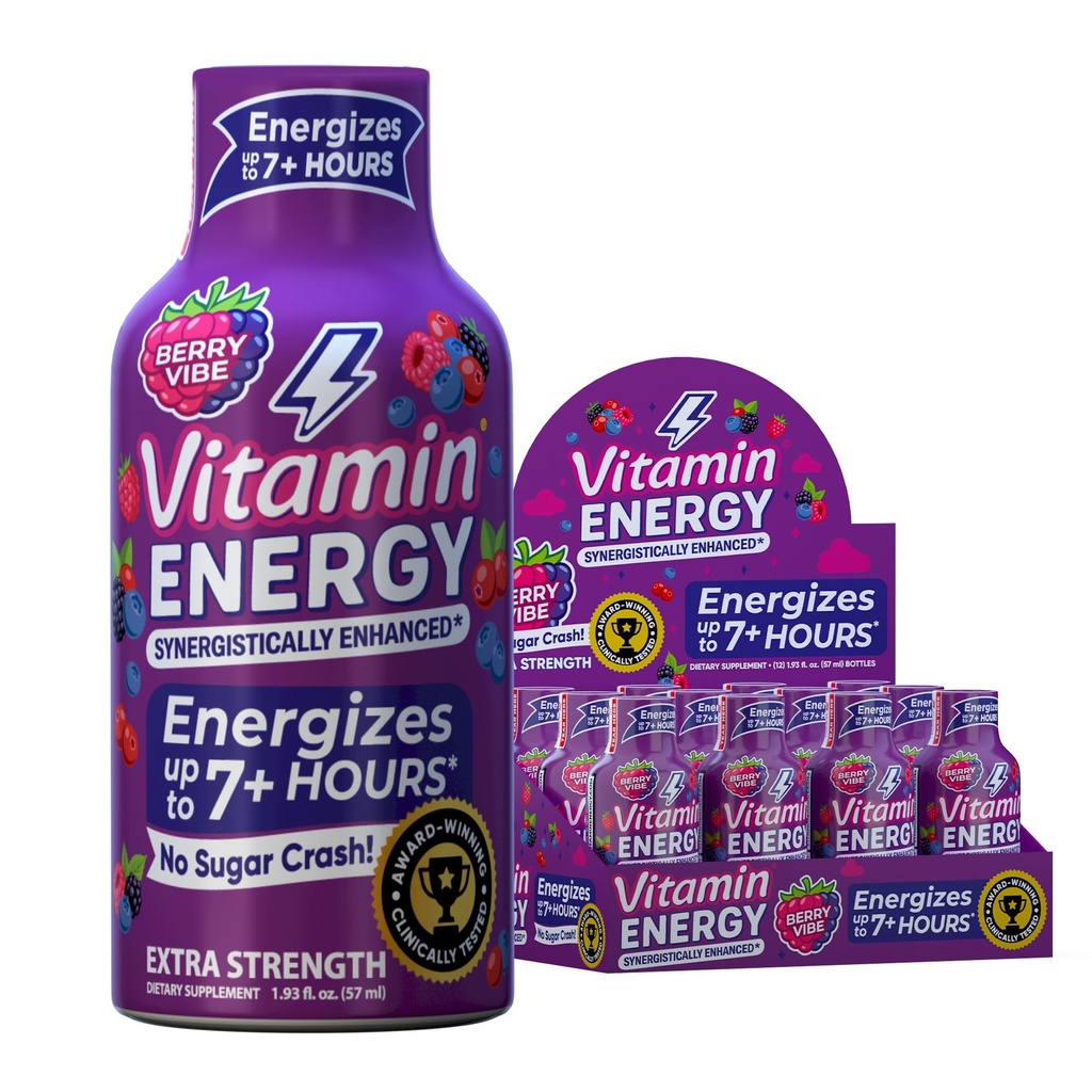 维生素能量Mood+超强能量 Shoot Tropical Berry 12 Pack, 260mg 天然咖啡因, B-维生素, Rhodiola, Chamomile, Mood & Energy Support, 零糖, Gluten-Free, Vegan, 1.93 fl oz