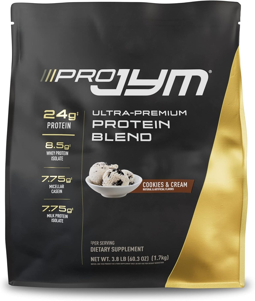 Pro JYM Cookies & Cream 蛋白粉 - Whey 蛋白质溶液, Casein, & Milk 蛋白质, 精益肌肉建筑 男与女, JYM 补充科学, 45种服务