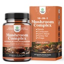高级蘑菇综合症 Capsules - 10X Lions Mane Capsules with Reishi, Chaga, Maitake & Shiitake for Brain Health Memory Support and Focus - 神经性精神清晰症 - 60 Caps