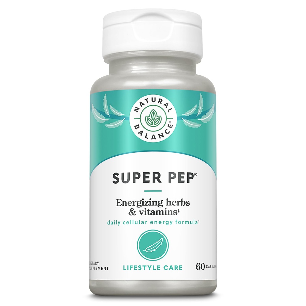 自然平衡 超级Pep – 全日草药能量补充 – 与 Eleuthero, Kola Nut, Gotu Kola, B-维生素和铬 – 60 Capsules, 30 服务