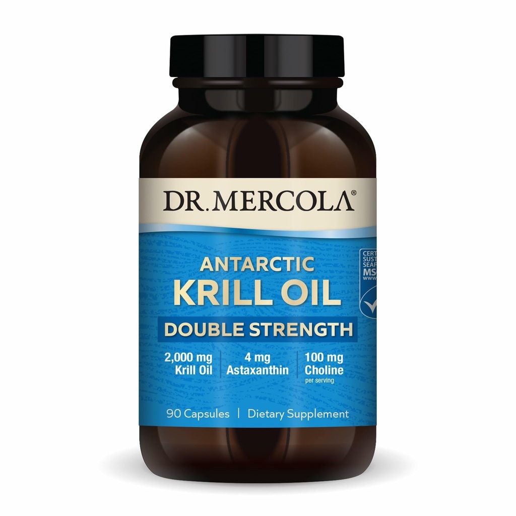 Mercola博士 南极磷虾油双强 - 2 000 mg - Omega-3 与环保局和DHA - 支持大脑、心脏、联合和免疫健康 - 无转基因和无胶 - 90 Capsules(30名服务人员)