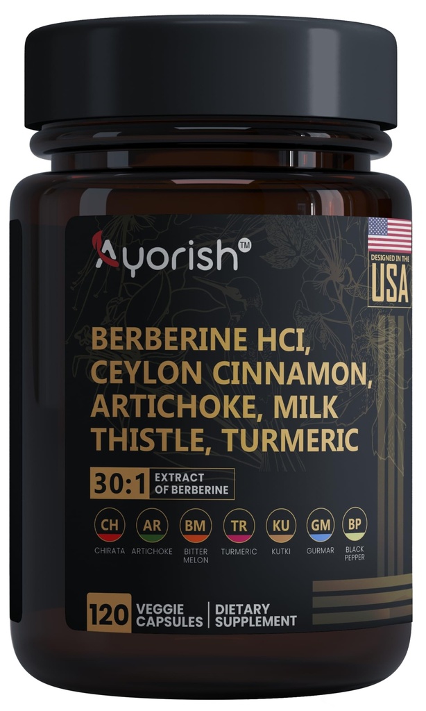 Berberine Supplement – 高强度 7500mg 等效 – Berberine 与锡兰锡桂, 牛奶硝酸盐 & Turmeric – 120 Vegan Capsules – Non-GMO, 美国 公式化